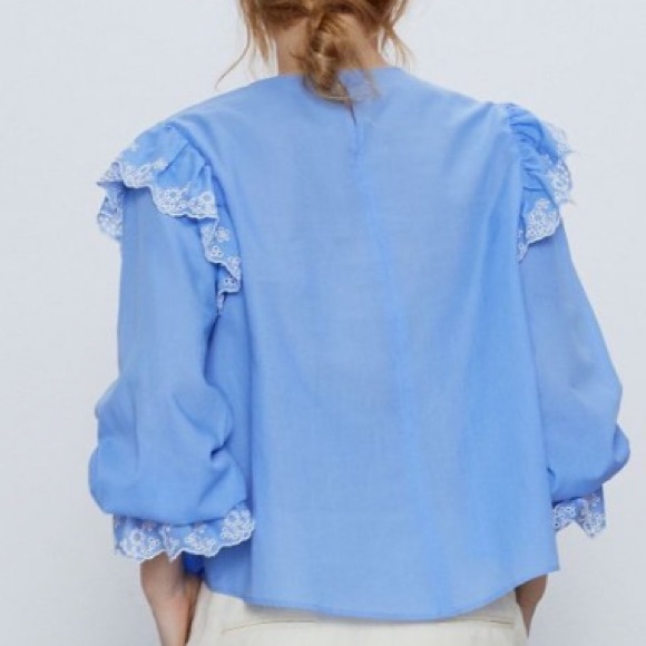 NWT Zara cotton embroidered eyelet blouse - Picture 6 of 13